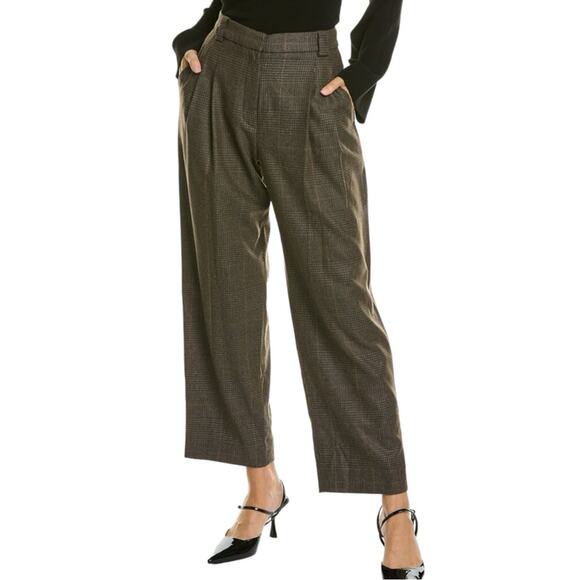 NWT ALC Franklin Wool Blend Front Pleated Plaid Pants 4 - Picture 1 of 8